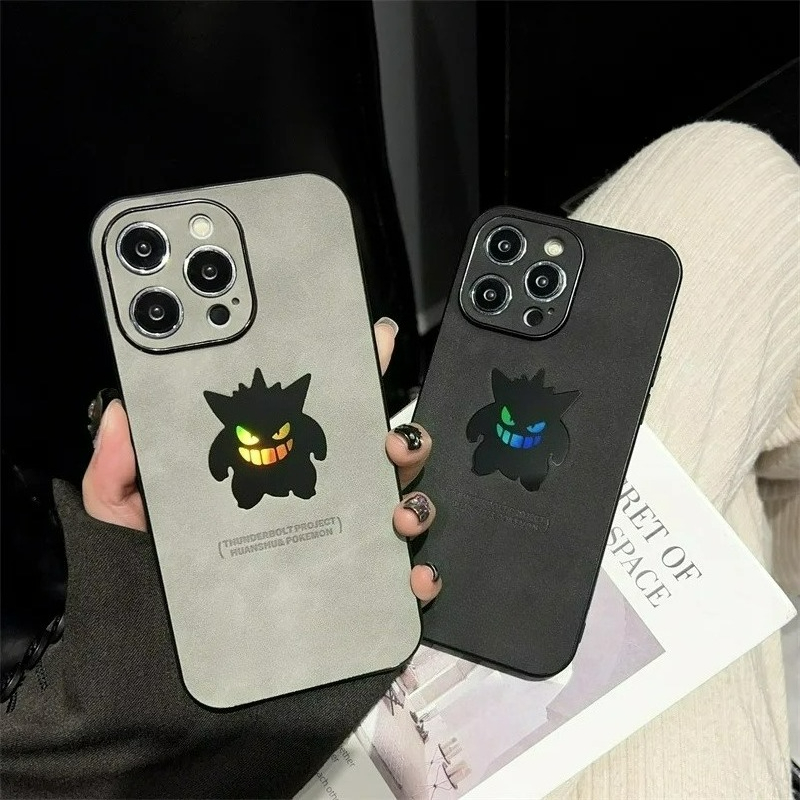 Phone Cases Xs Max - الكرتون أنيمي Gengar الجلود الملمس الليزر