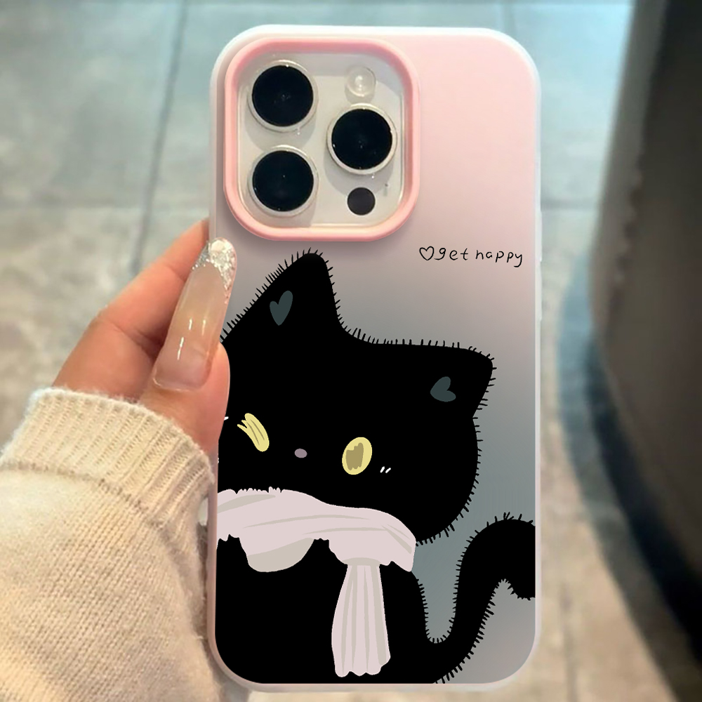 Phone Cases Cat - غطاء هاتف بتصميم قطط باللونين الأسود