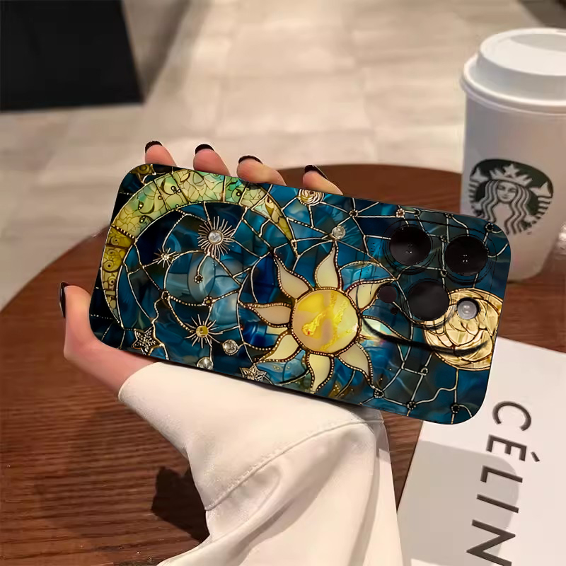 Phone Cases For Samsung S21 5G - غطاء هاتف بتصميم شمس وقمر جمالي