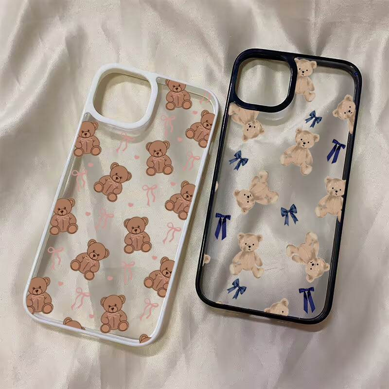 Phone Cases For Samsung S21 5G - لطيف دمية دب Bowknot قضية الهاتف