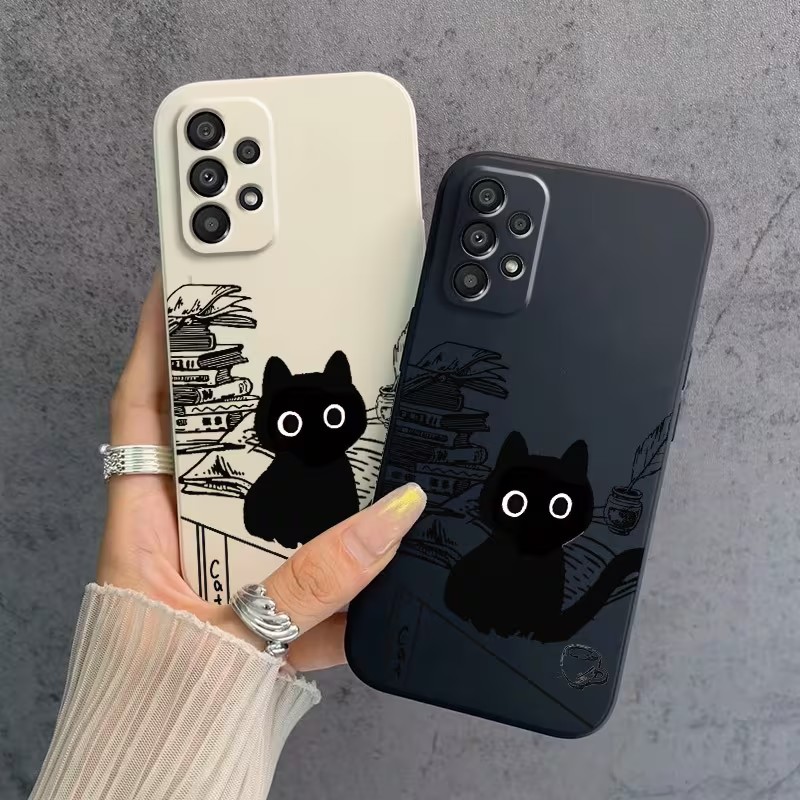 Phone Cases Cat - غطاء هاتف بنمط قطة سوداء تقرأ