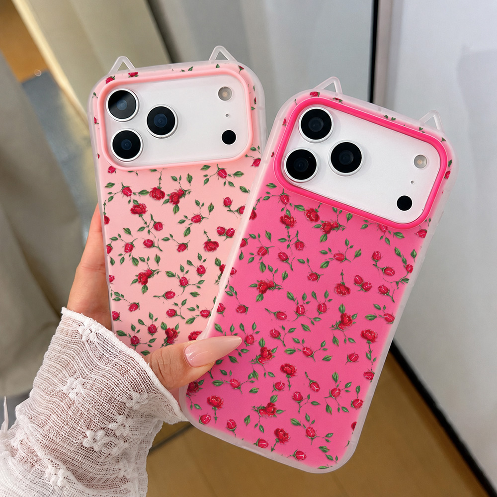 Phone Cases Cat - جراب هاتف بتصميم أذن قطة وزهرة
