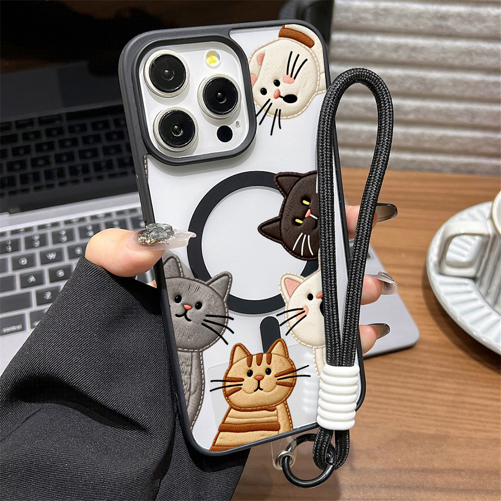 Phone Cases Cat - غطاء هاتف لطيف بتصميم قطة مطرزة